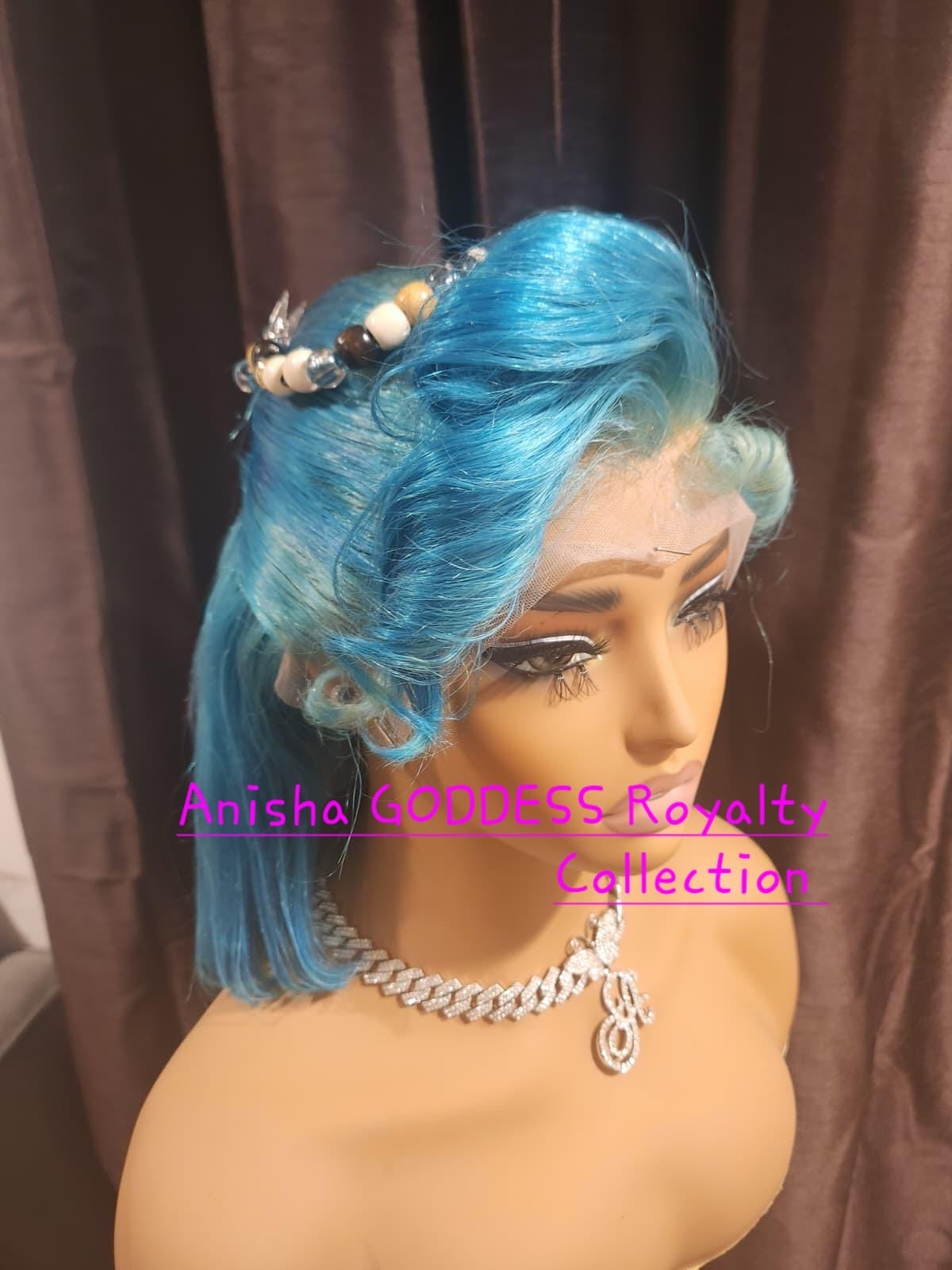 When You See Me Come Out Spiçẽ Of Dancehall *** 10 Inch 2Tone Blue 13x4 HD Lace Frontal Wig, 100%Human Hair  200%Desity.