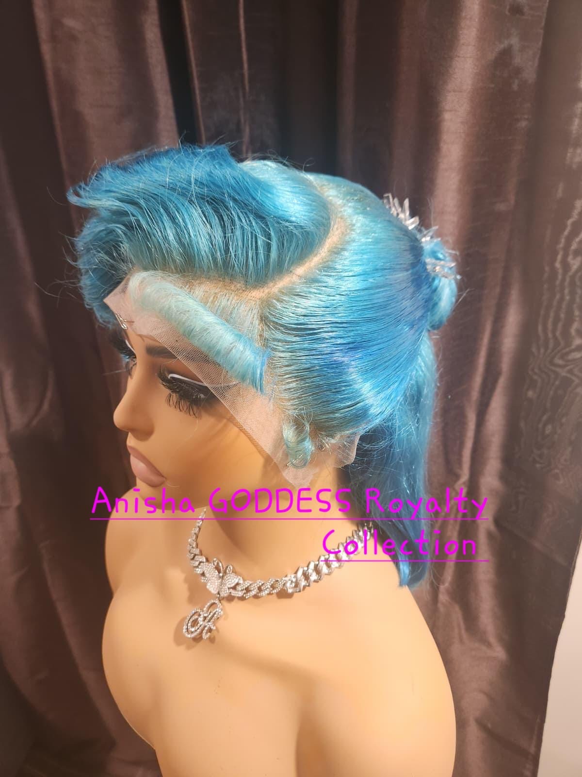 When You See Me Come Out Spiçẽ Of Dancehall *** 10 Inch 2Tone Blue 13x4 HD Lace Frontal Wig, 100%Human Hair  200%Desity.