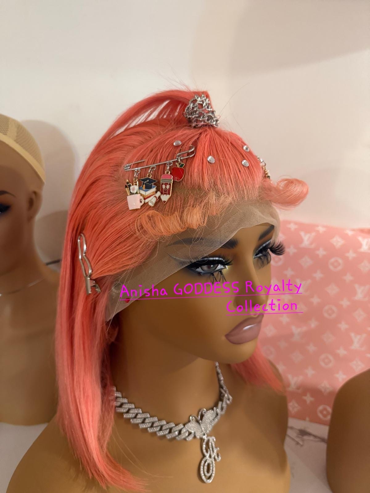 Pink Straight Bob, 13x4 Lace Frontal, 12 Inch 100% Human, 150% Desity