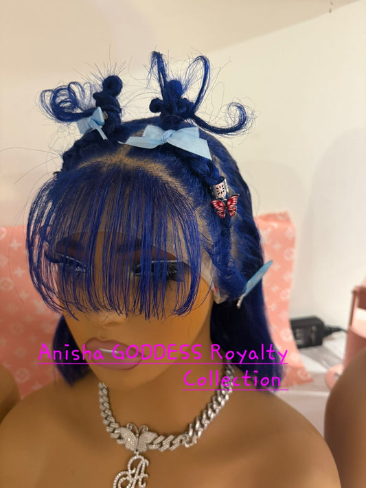 Blue 13x4 Straight Bob, Lace Frontal, 10 Inch 100% Human, 180% Desity