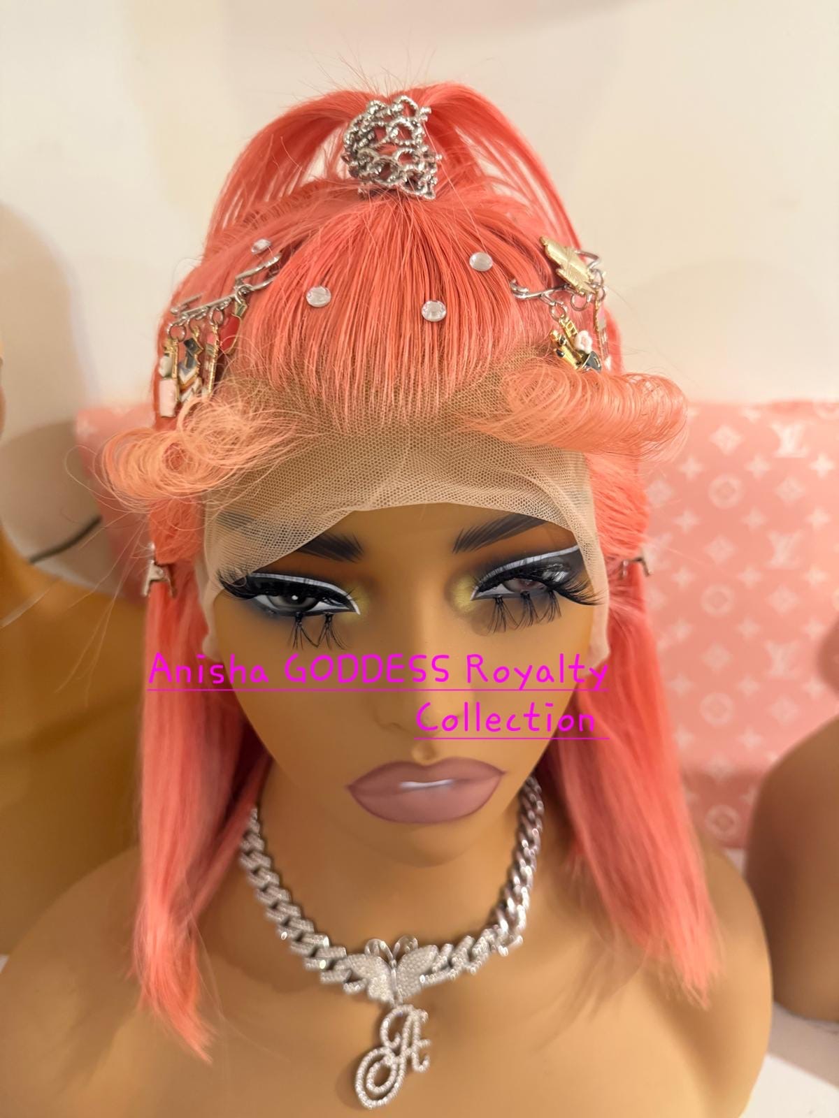 Pink Straight Bob, 13x4 Lace Frontal, 12 Inch 100% Human, 150% Desity