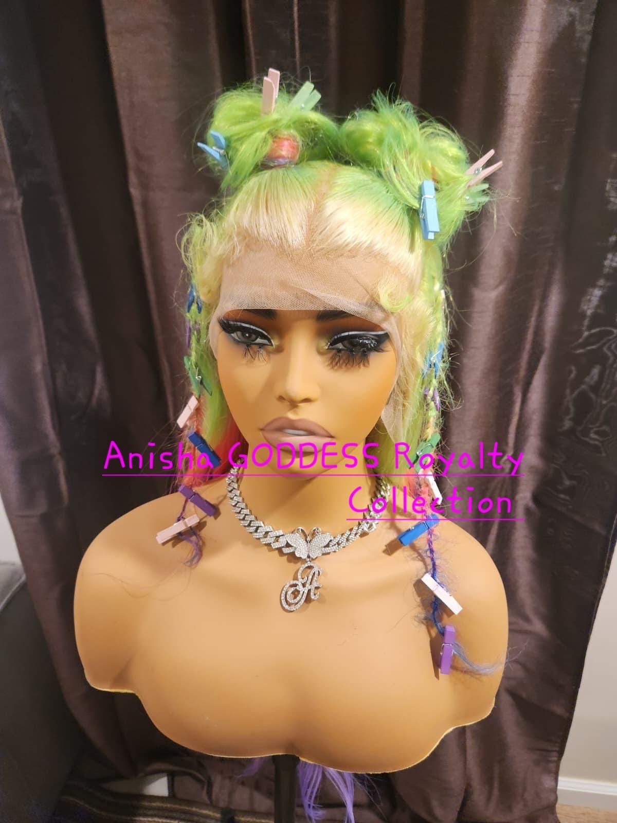 Bad Gyal Team Dovẽy Mãgnum*** Multicolor 32 Inch 13x6 HD Lace Frontal wig, 100% Human Hair 200 Density